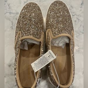 NWT- Old Navy Gold Glitter Slip Ons Size 8